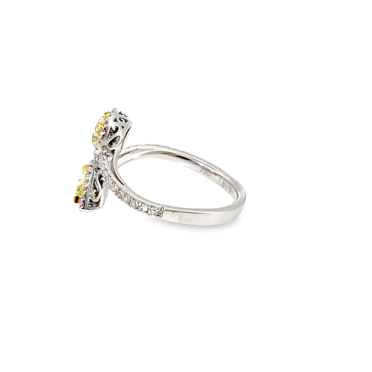 The Twin Canary Ring, 1.51ct Yellow Diamond, 18K White Gold by Benji Designs, view 3