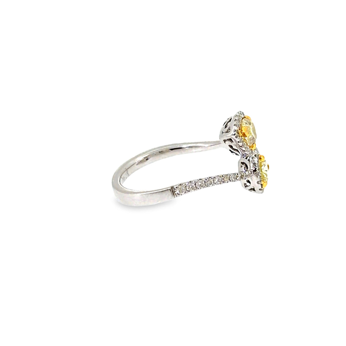 The Twin Canary Ring, 1.51ct Yellow Diamond, 18K White Gold by Benji Designs, view 5