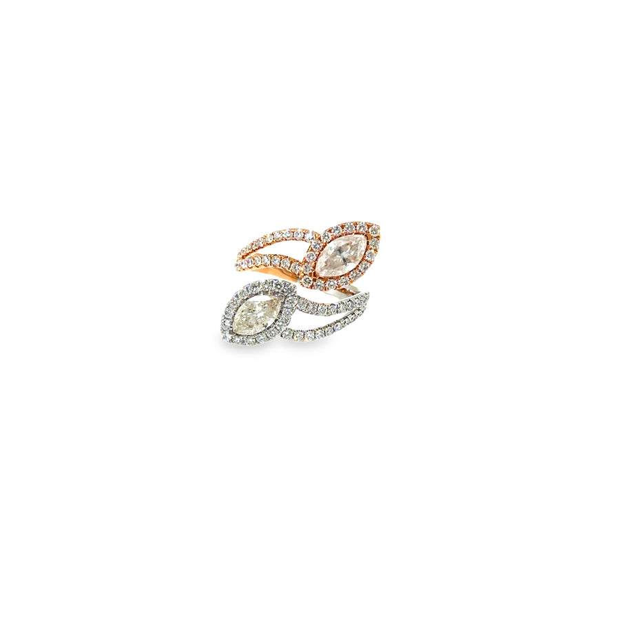 The Twin Flame Ring, 3.99ct Diamond, 18K Rose & White Gold by Benji Designs, view 1