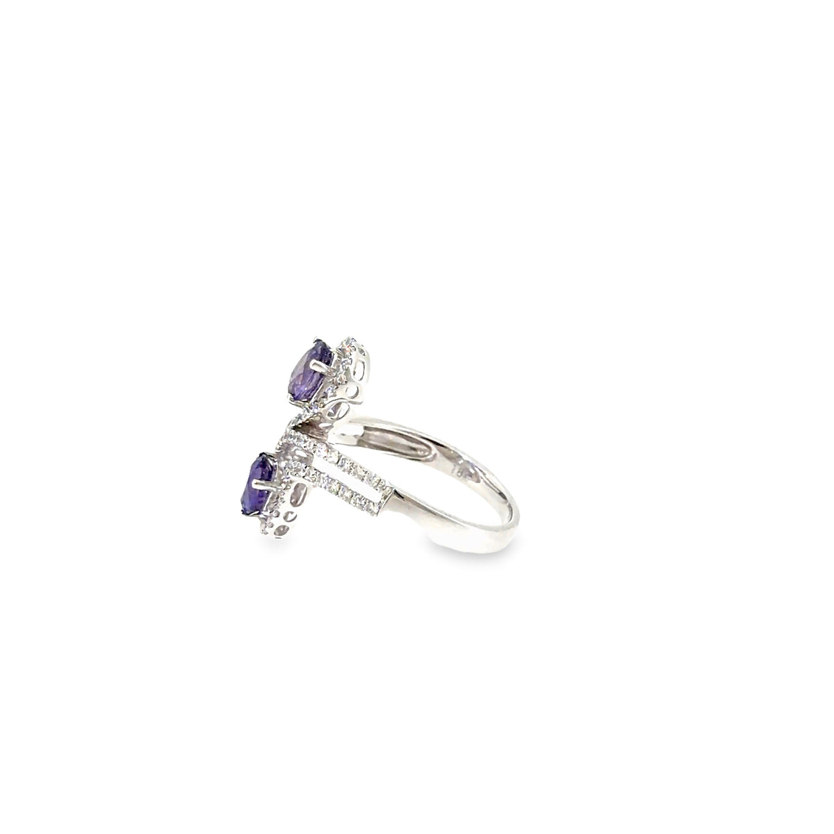 The Lilac Duet Ring, 2.35ct Pink Sapphire & Diamond, 18K White Gold by Benji Designs, view 3