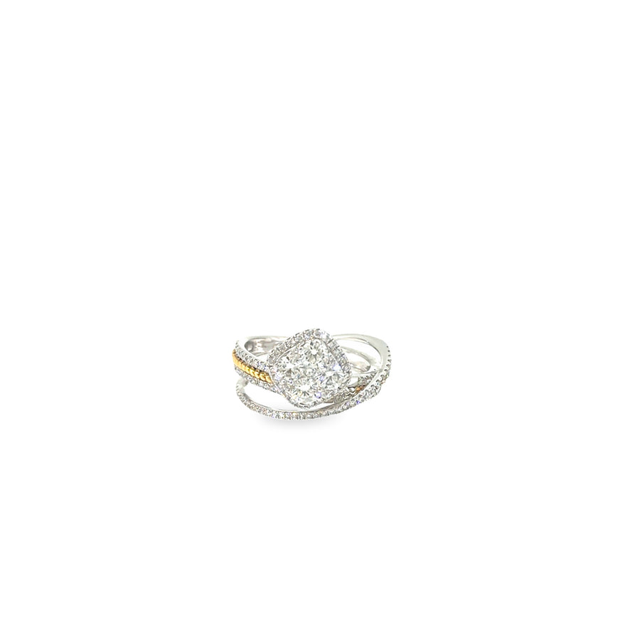 The Pillow Pavé Ring, 1.30ct Diamond, 18K White Gold by Benji Designs, view 1