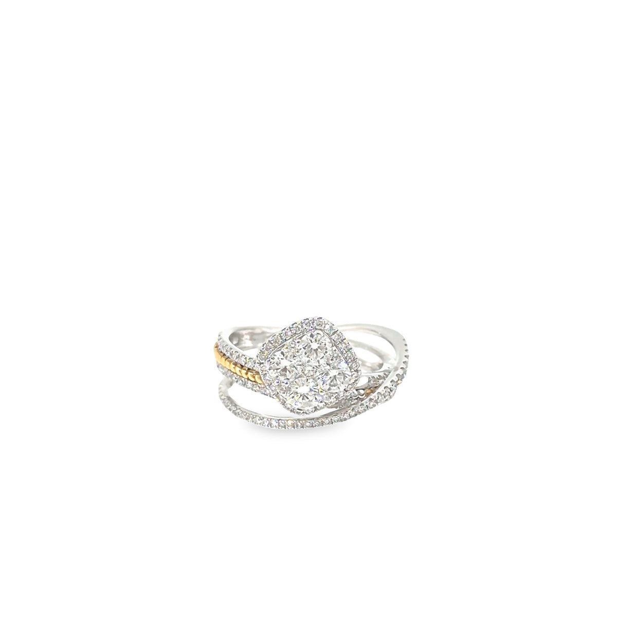 The Pillow Pavé Ring, 1.30ct Diamond, 18K White Gold by Benji Designs, view 2