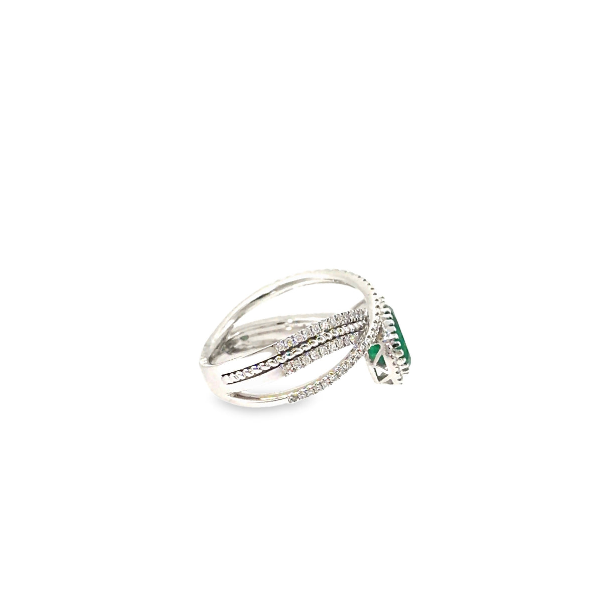 The Emerald Dewdrop Ring, 1.91ct Emerald & Diamond, 18K White Gold by Benji Designs, view 5
