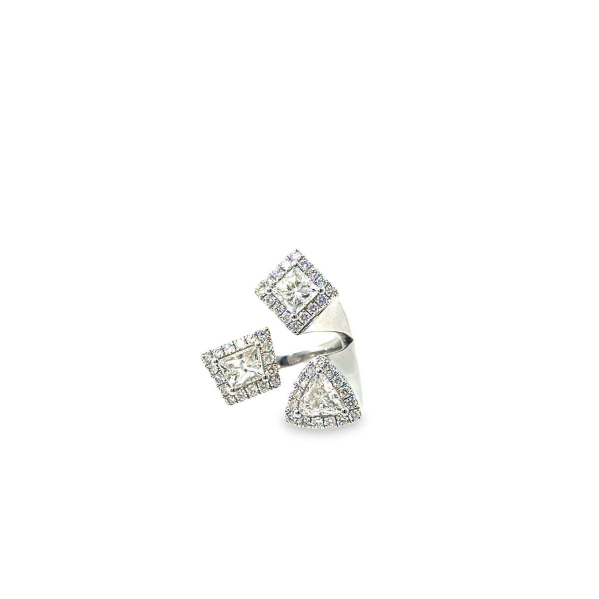 The Trinity Bypass Ring, 3.00ct Diamond, 14K White Gold by Benji Designs, view 1