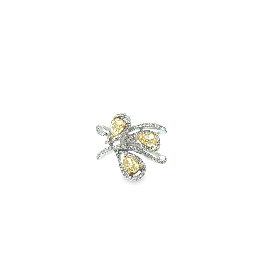 The Golden Petals Ring, 1.95ct Yellow Diamond, 18K White Gold by Benji Designs, view 1