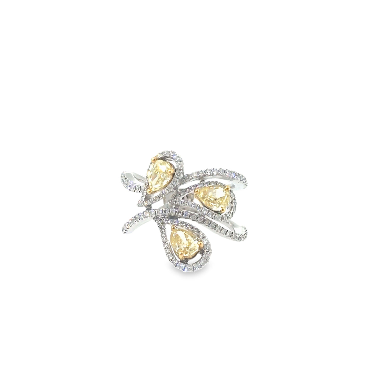 The Golden Petals Ring, 1.95ct Yellow Diamond, 18K White Gold by Benji Designs, view 2