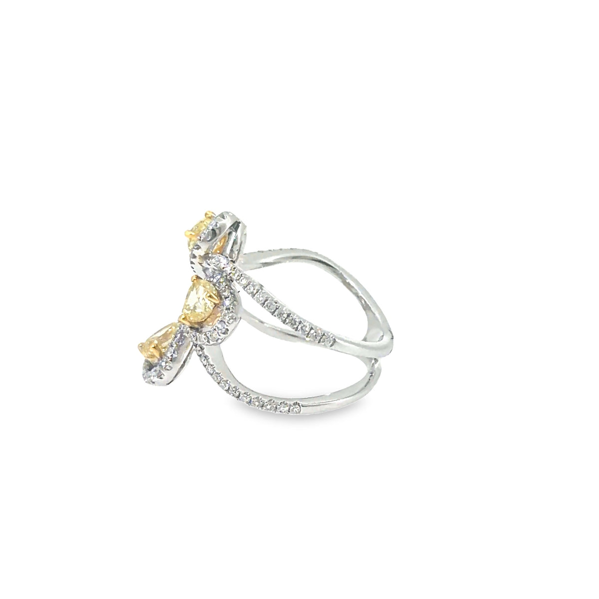 The Golden Petals Ring, 1.95ct Yellow Diamond, 18K White Gold by Benji Designs, view 3