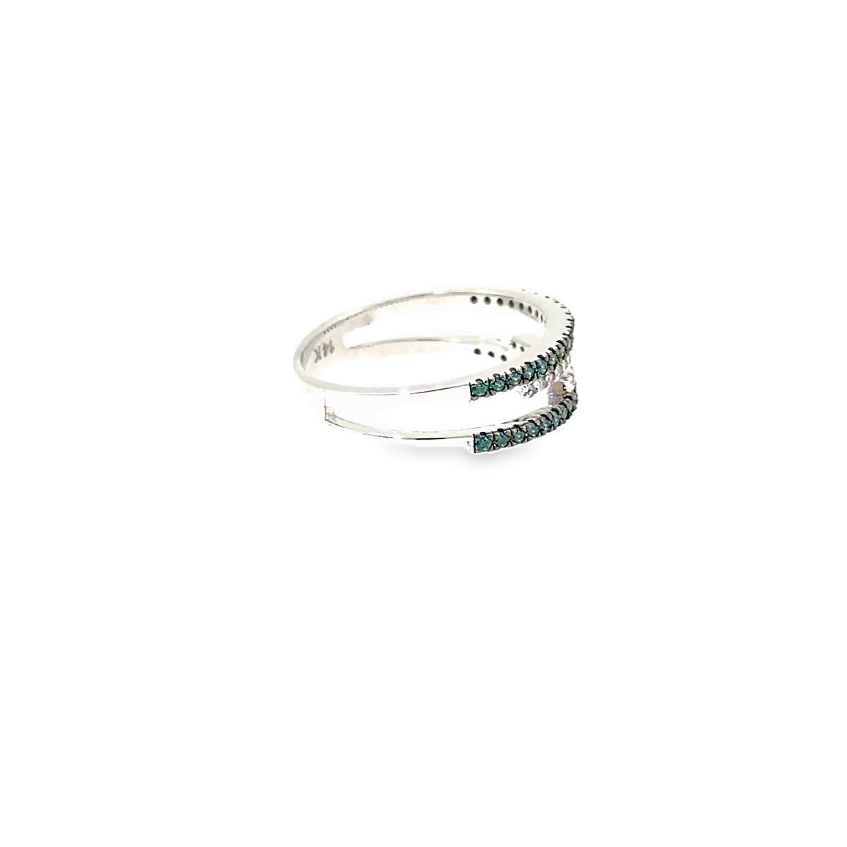 The Evergreen Double Ring, 0.50ct Green & White Diamond, 14K White Gold by Benji Designs, view 5