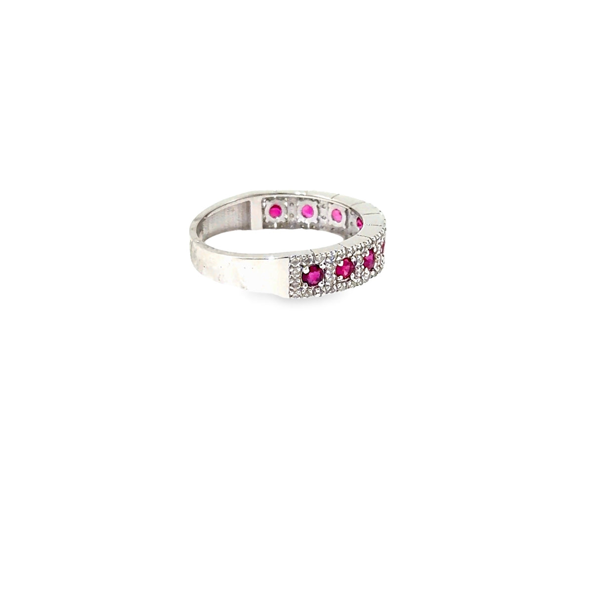 The Ruby Promenade Band, 0.90ct Ruby & Diamond, 14K White Gold by Benji Designs, view 5