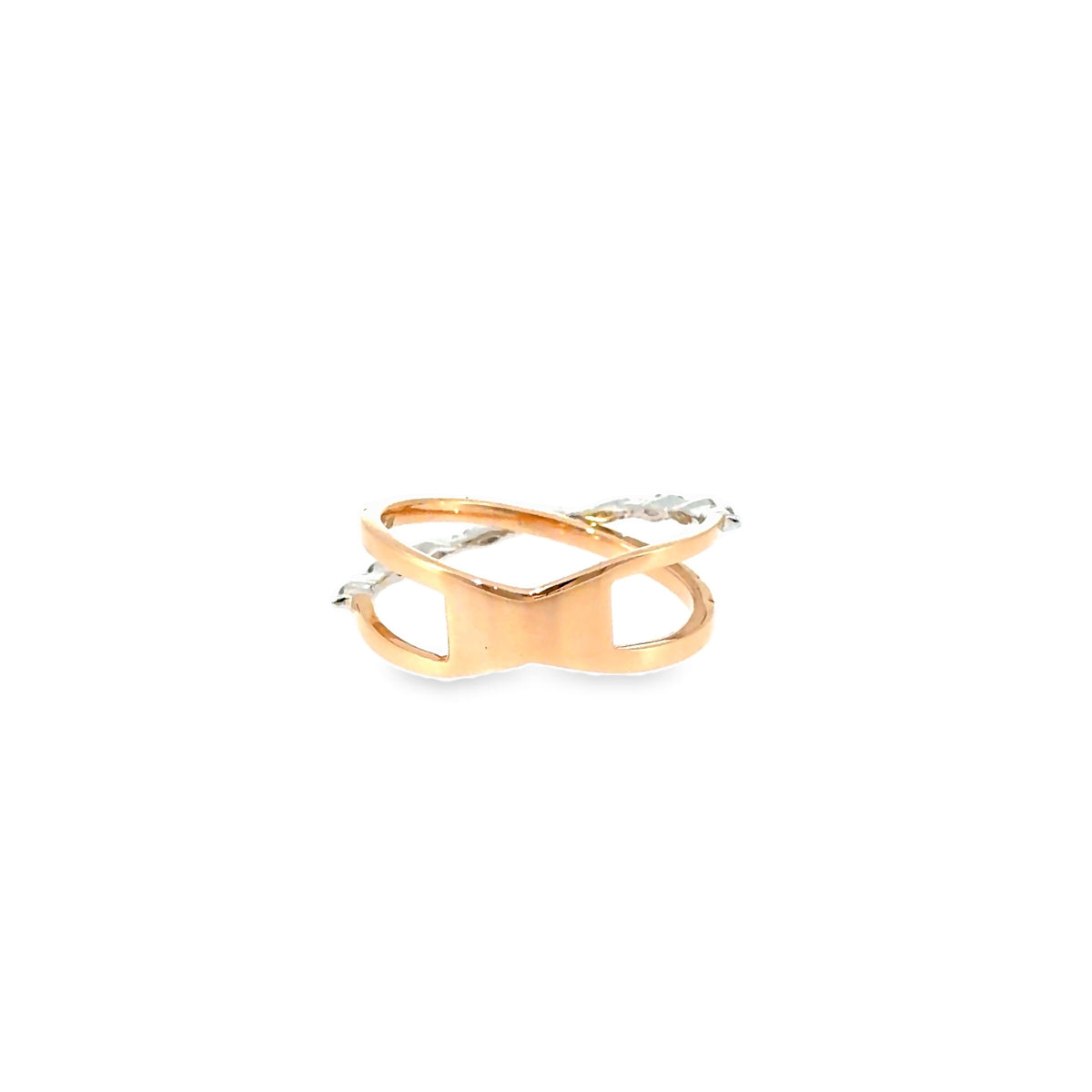 The Rosé Crossover Ring, 0.15ct Diamond, 14K Two-Tone Rose & White Gold by Benji Designs, view 4