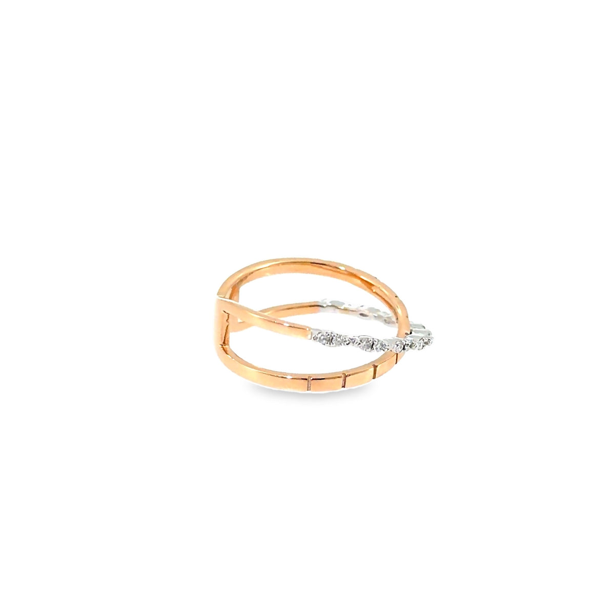 The Rosé Crossover Ring, 0.15ct Diamond, 14K Two-Tone Rose & White Gold by Benji Designs, view 5