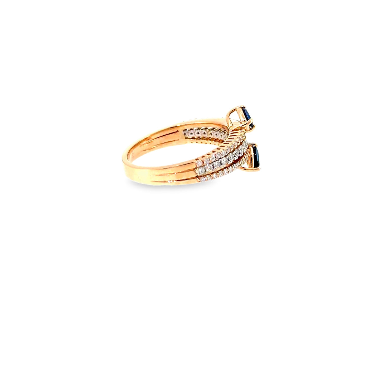 The Twin Sapphire Ring, 0.98ct Sapphire & Diamond, 14K Rose Gold by Benji Designs, view 5