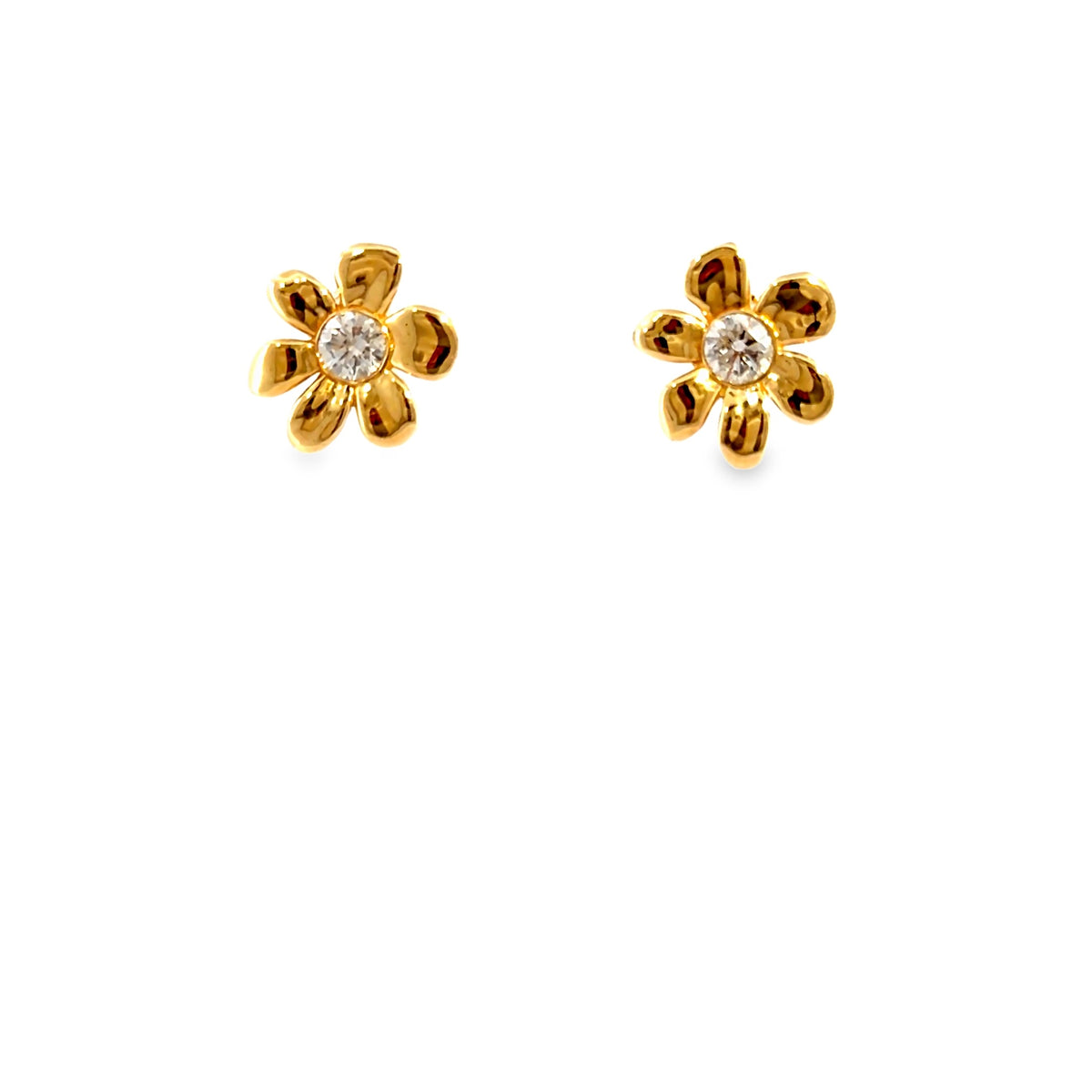 The Golden Daisy Studs, 0.50ct Diamond, 14K Yellow Gold by Benji Designs, view 2