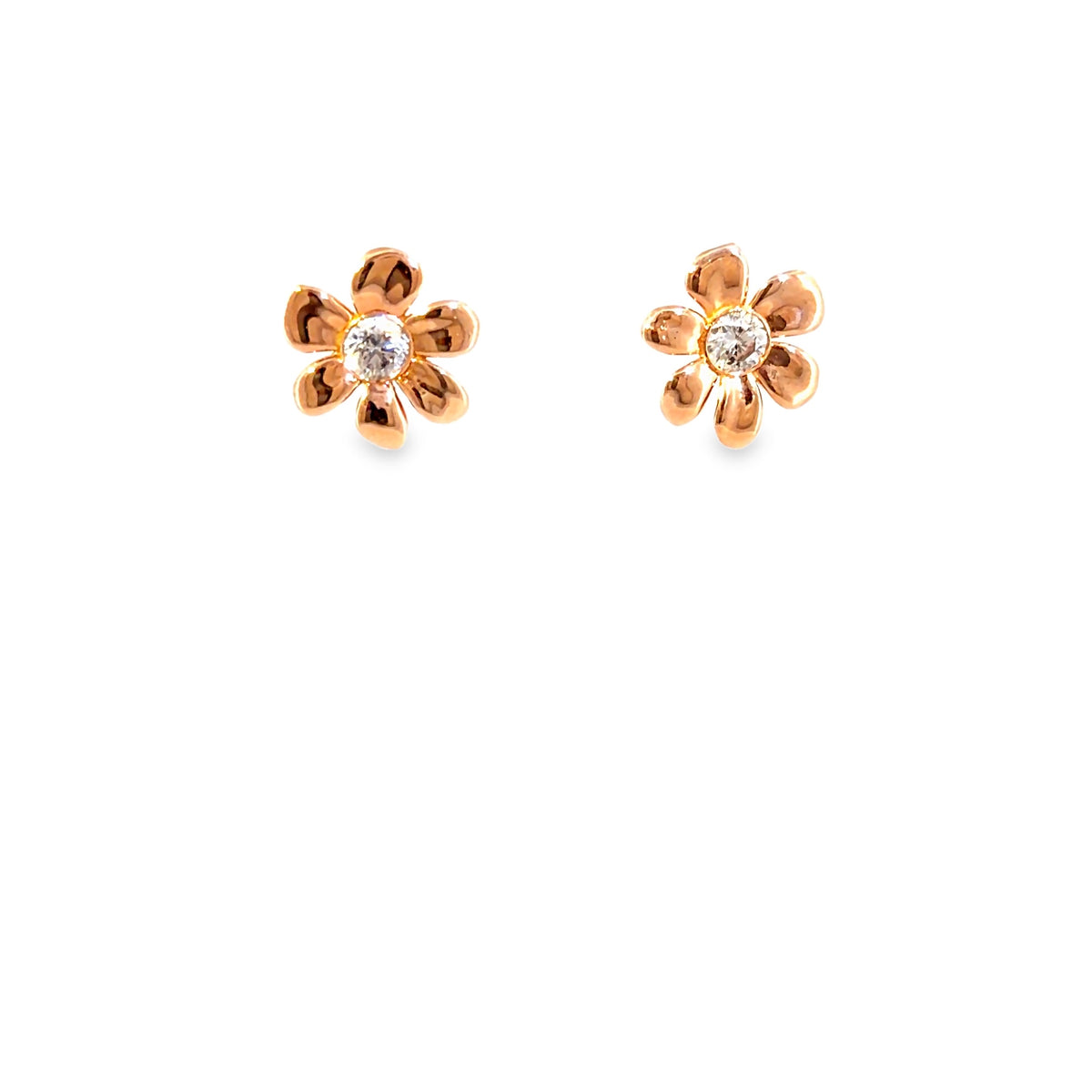 The Rose Daisy Studs, 0.50ct Diamond, 14K Rose Gold by Benji Designs, view 2