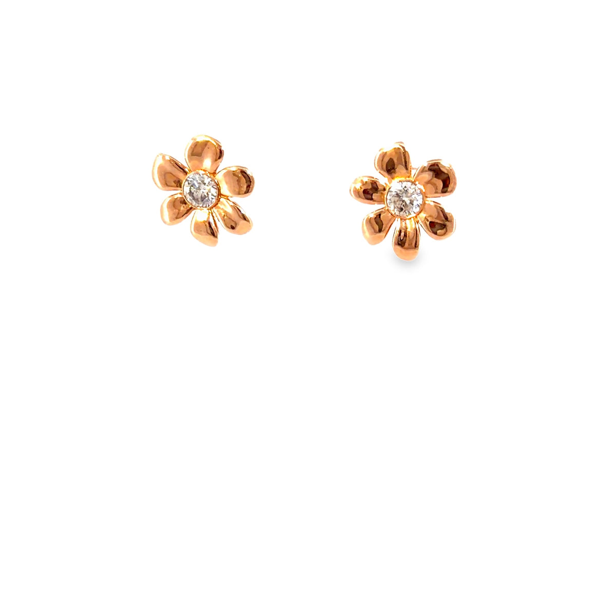 The Rose Daisy Studs, 0.50ct Diamond, 14K Rose Gold by Benji Designs, view 3