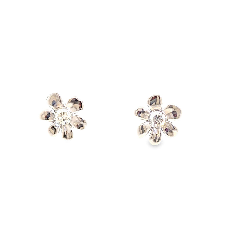 The Frost Daisy Studs, 0.50ct Diamond, 14K White Gold by Benji Designs, view 1