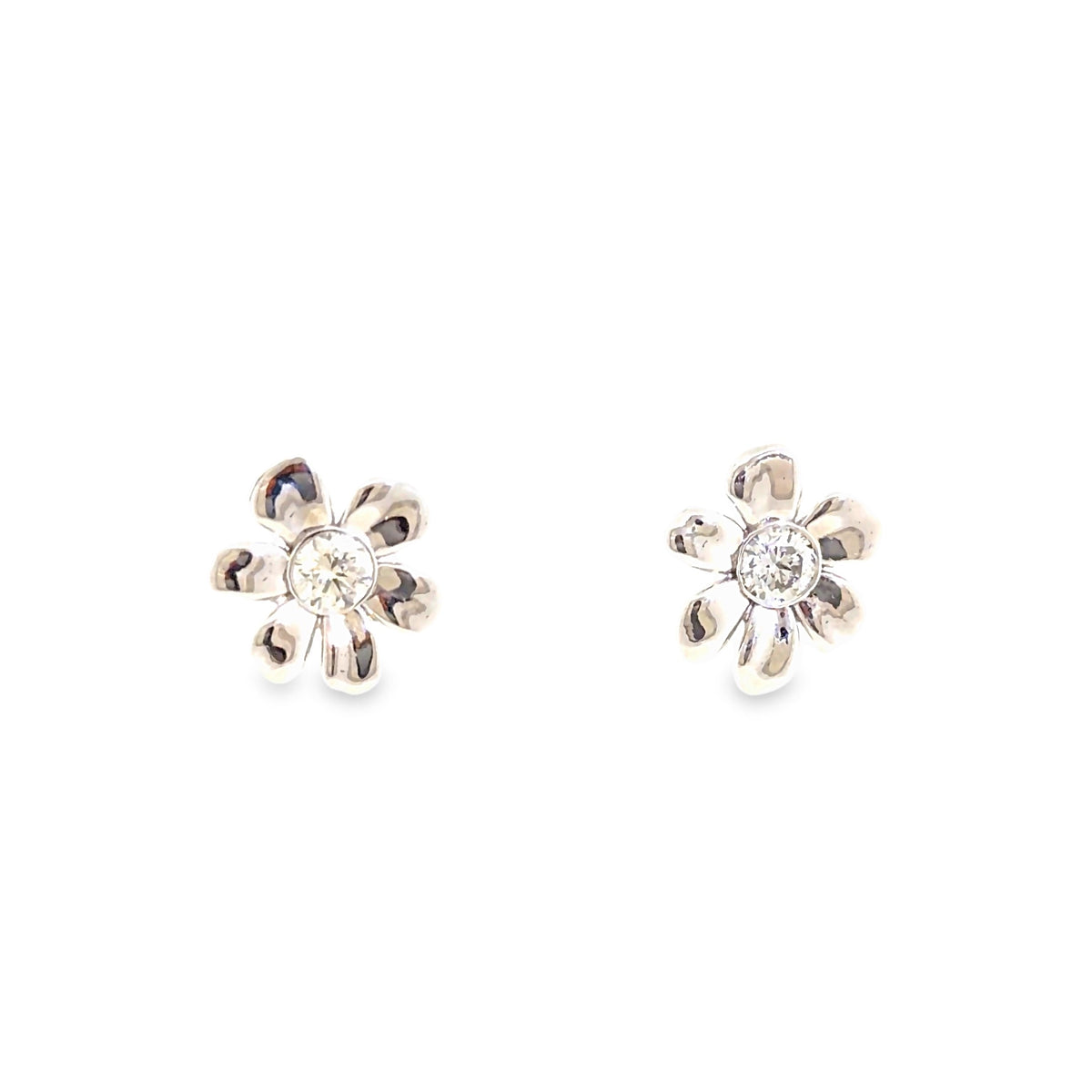 The Frost Daisy Studs, 0.50ct Diamond, 14K White Gold by Benji Designs, view 2