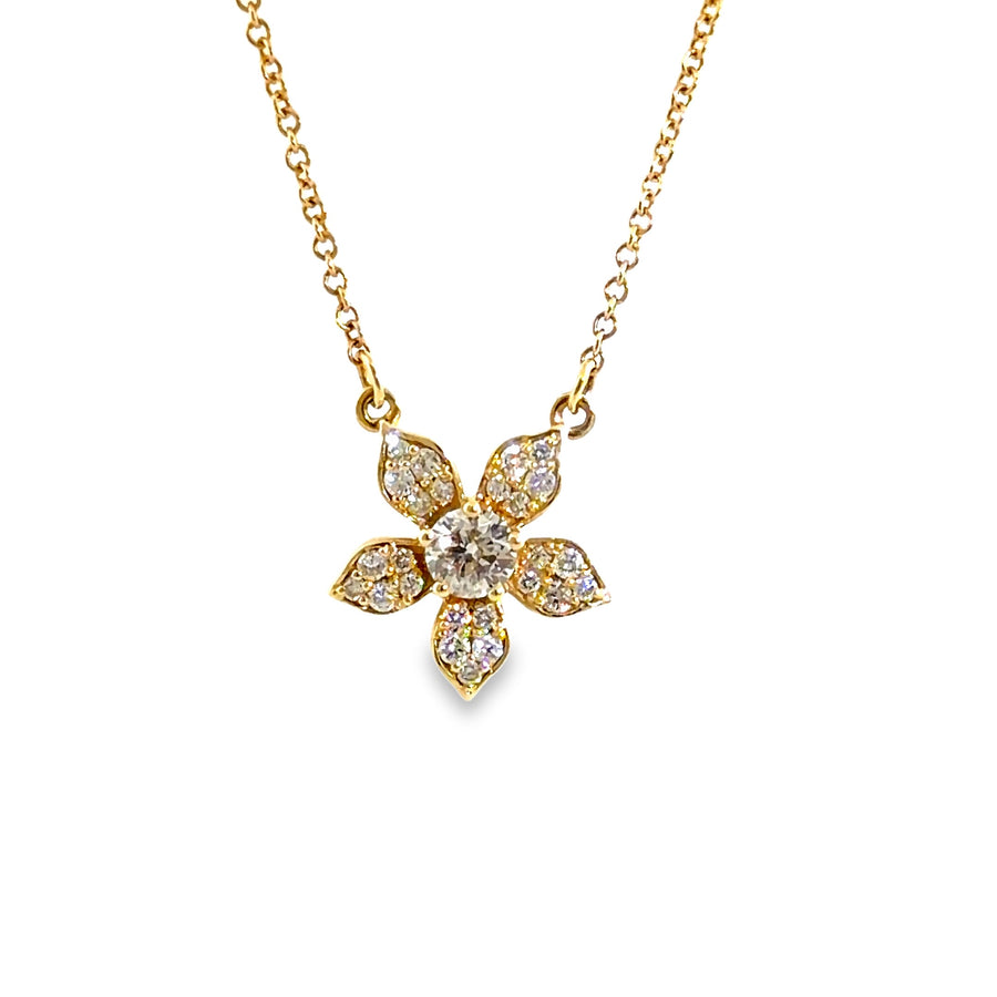 The Golden Petal Pendant, 0.33ct Diamond, 14K Yellow Gold by Benji Designs, view 1
