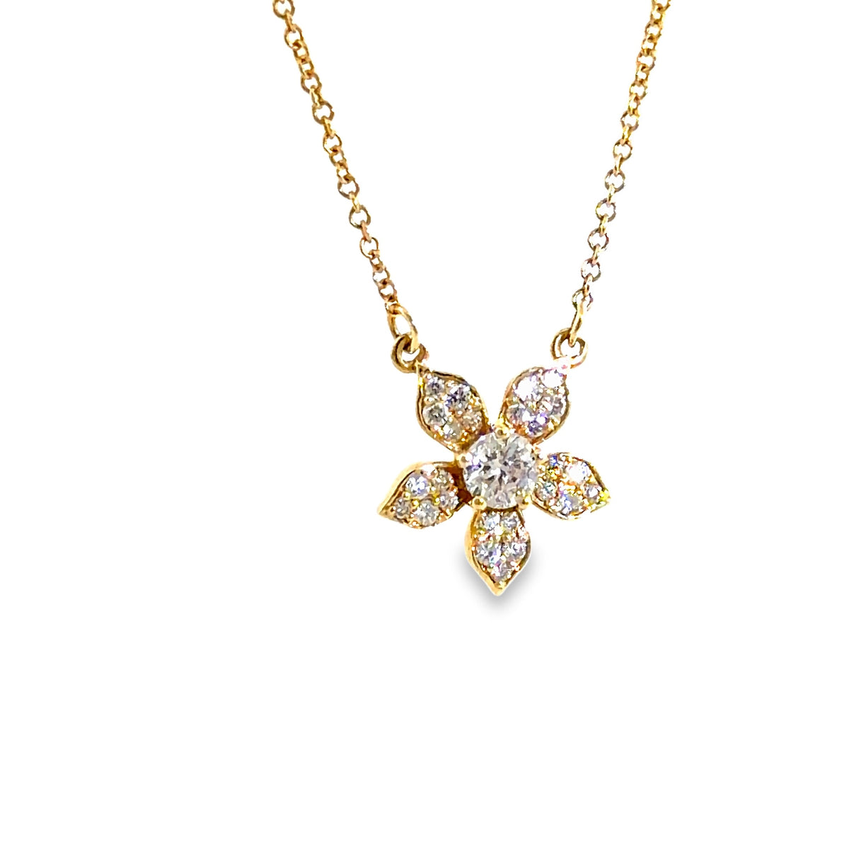 The Golden Petal Pendant, 0.33ct Diamond, 14K Yellow Gold by Benji Designs, view 2