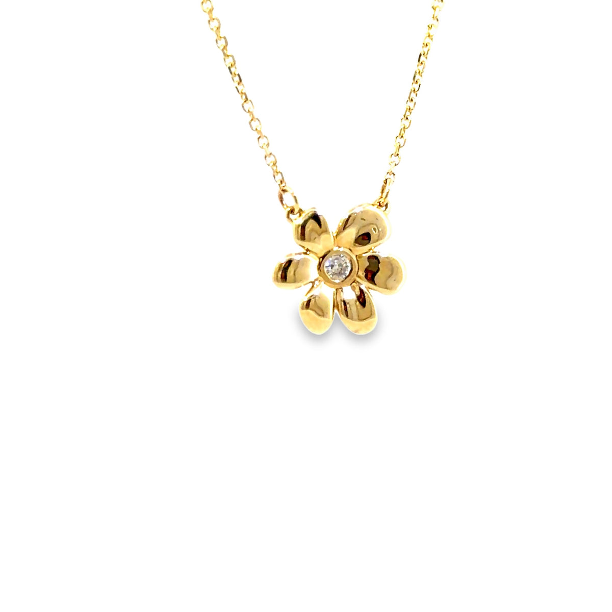 The Buttercup Pendant, 0.07ct Diamond, 14K Yellow Gold by Benji Designs, view 2