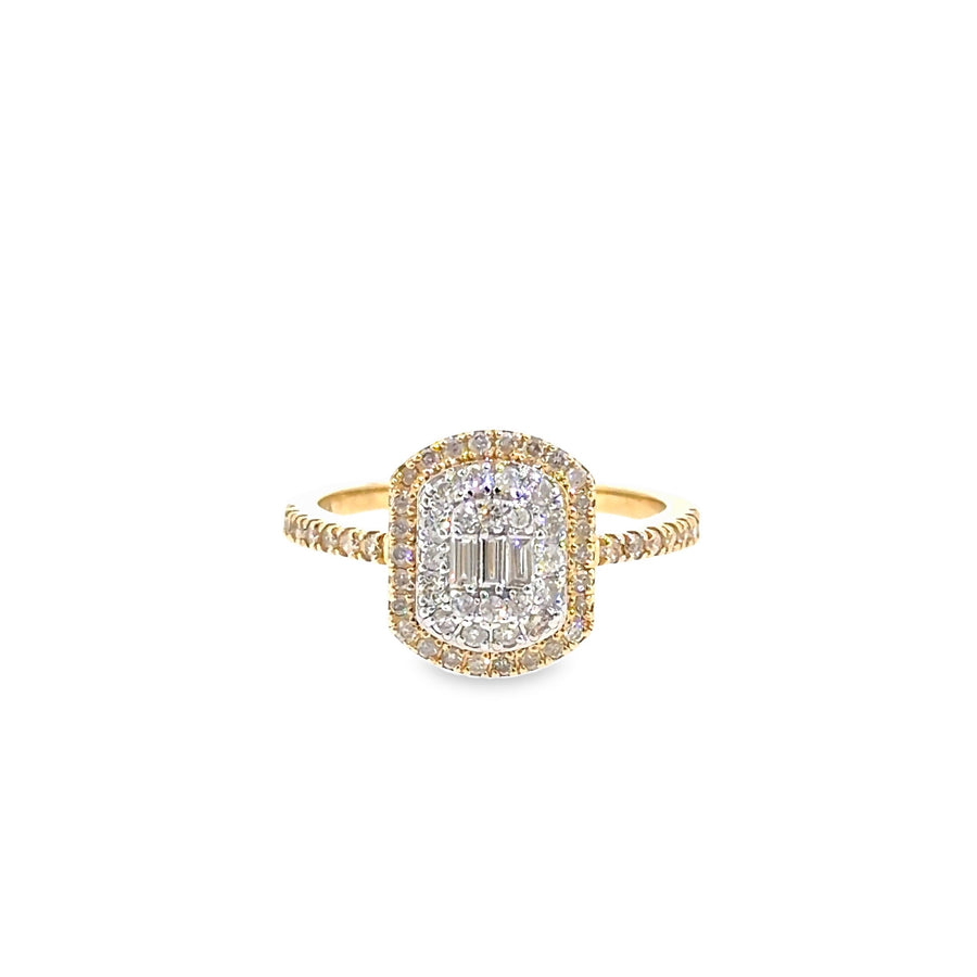 The Sloane Ring, 0.75ct Diamond Halo Ring, 14K Yellow Gold by Benji Designs, view 1