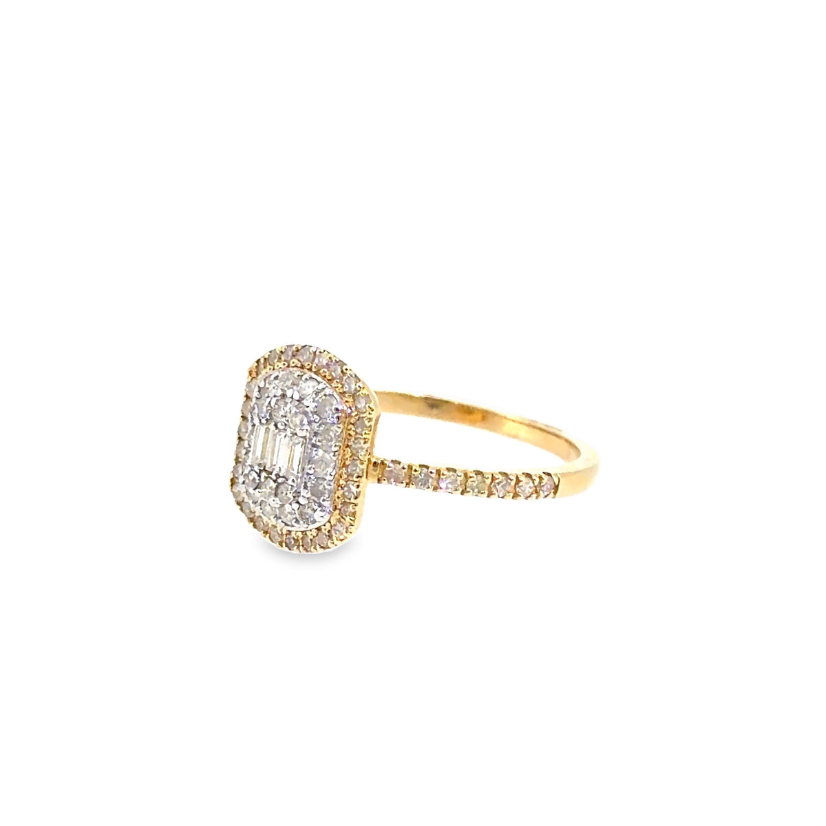 The Sloane Ring, 0.75ct Diamond Halo Ring, 14K Yellow Gold by Benji Designs, view 3