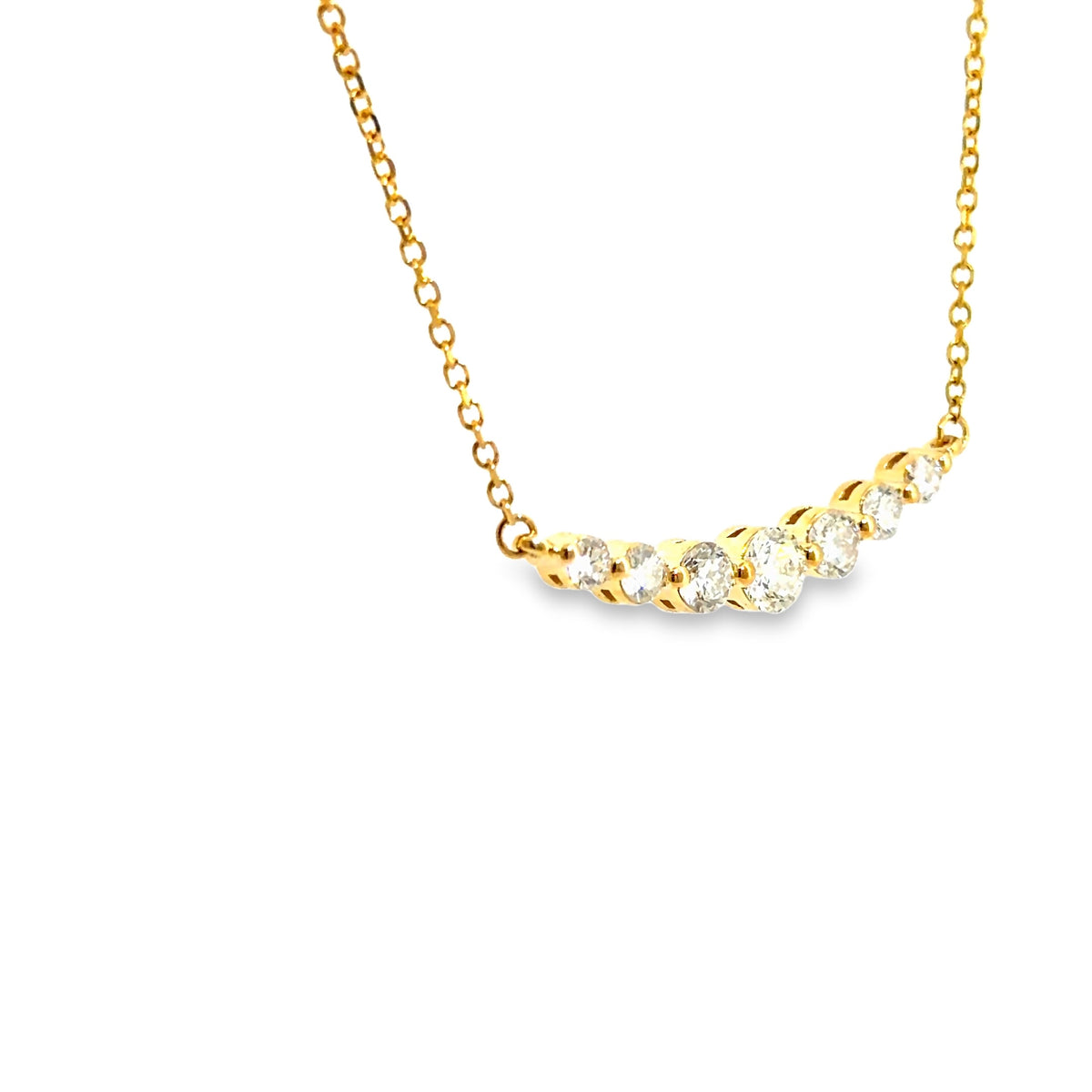 The Margot Necklace, 1.75ct Graduated Diamond Necklace, 14K Yellow Gold by Benji Designs, view 2