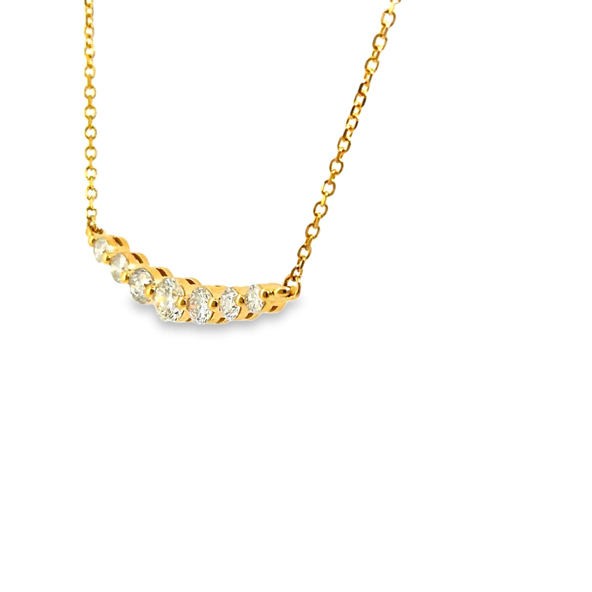 The Margot Necklace, 1.75ct Graduated Diamond Necklace, 14K Yellow Gold by Benji Designs, view 3