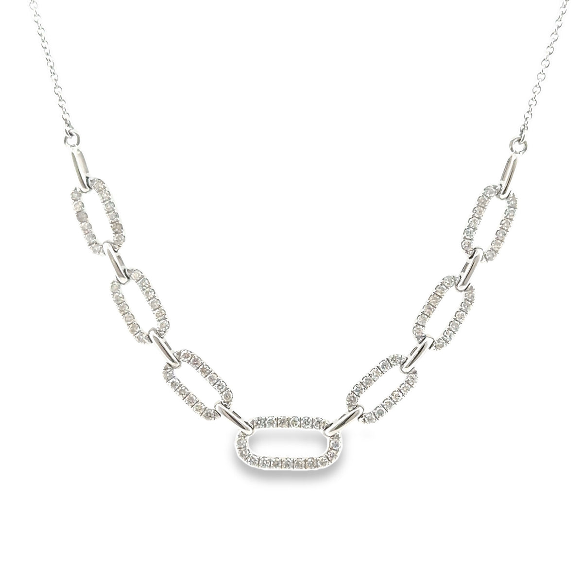 The Bel-Air Necklace, 0.50ct Diamond Paperclip Necklace, 14K White Gold by Benji Designs, view 1
