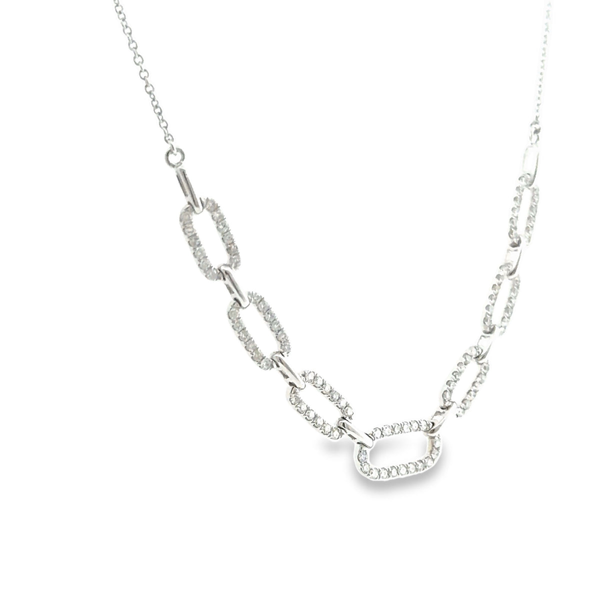 The Bel-Air Necklace, 0.50ct Diamond Paperclip Necklace, 14K White Gold by Benji Designs, view 2