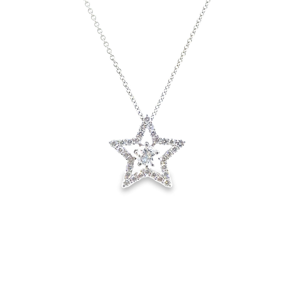 The Main Character Pendant, 1.00ct Diamond, 18K White Gold star pendant by Benji Designs, view 1