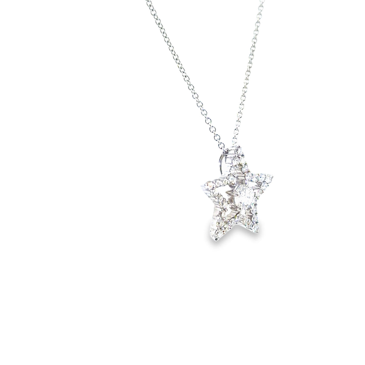 The Main Character Pendant, 1.00ct Diamond, 18K White Gold star pendant by Benji Designs, view 2
