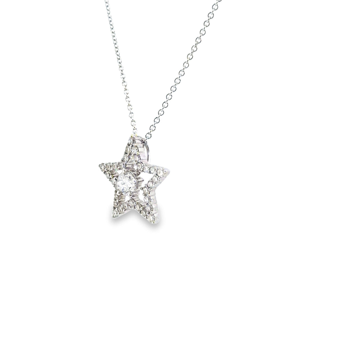The Main Character Pendant, 1.00ct Diamond, 18K White Gold star pendant by Benji Designs, view 3
