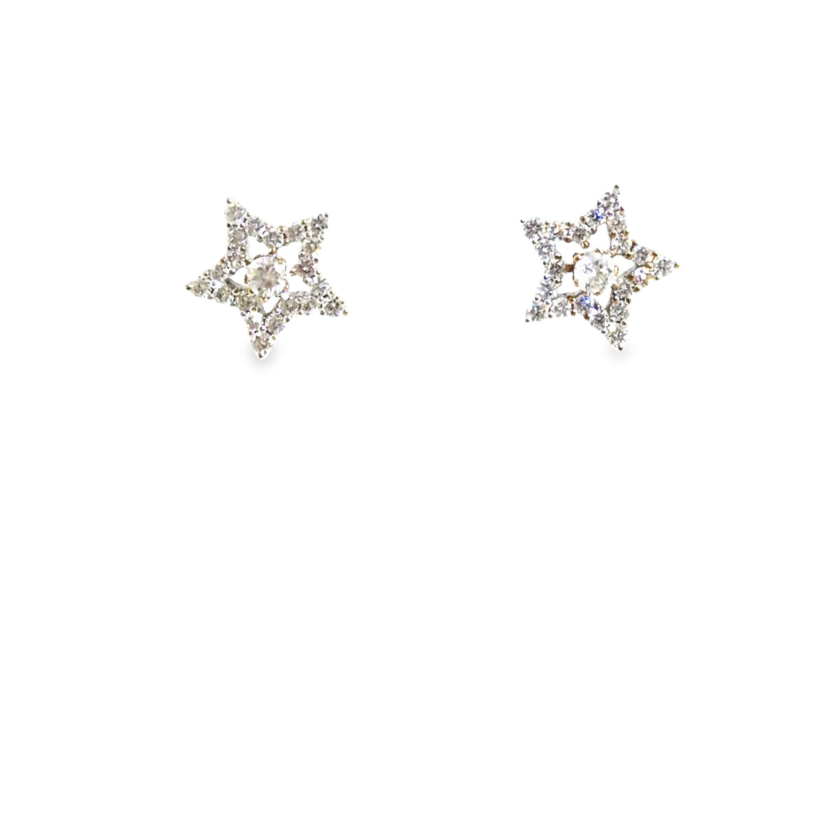 The Main Character Studs, 1.00ct Diamond, 18K White Gold star stud earrings by Benji Designs, view 1