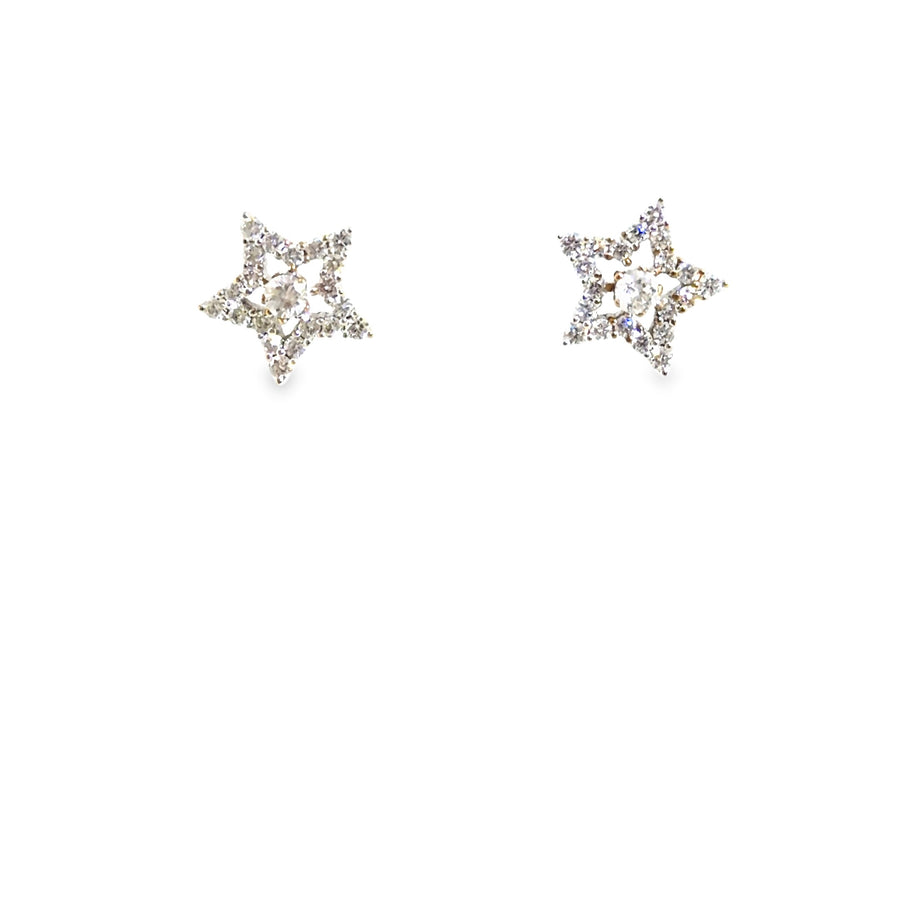 The Main Character Studs, 1.00ct Diamond, 18K White Gold star stud earrings by Benji Designs, view 1