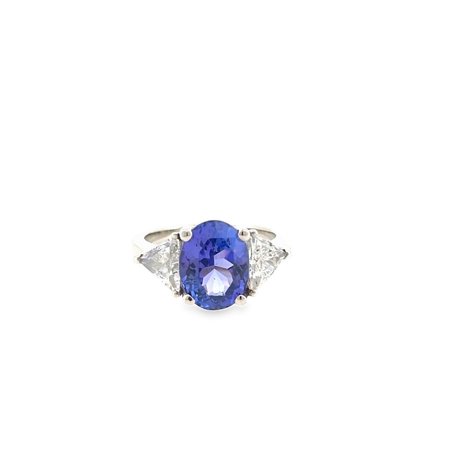 The Cap Ferrat Ring, 5.75 ct Tanzanite & Diamond, Platinum by Benji Designs, view 1