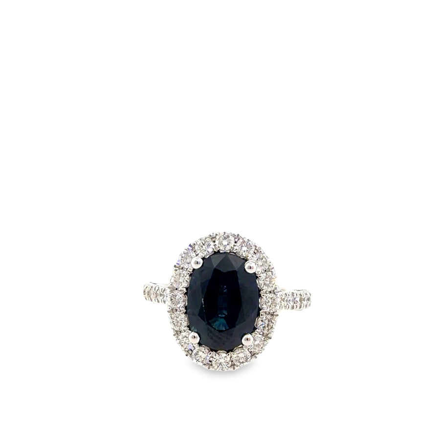 The Vivienne Ring, 5.99 ct Sapphire & Diamond, 18K White Gold by Benji Designs, view 1
