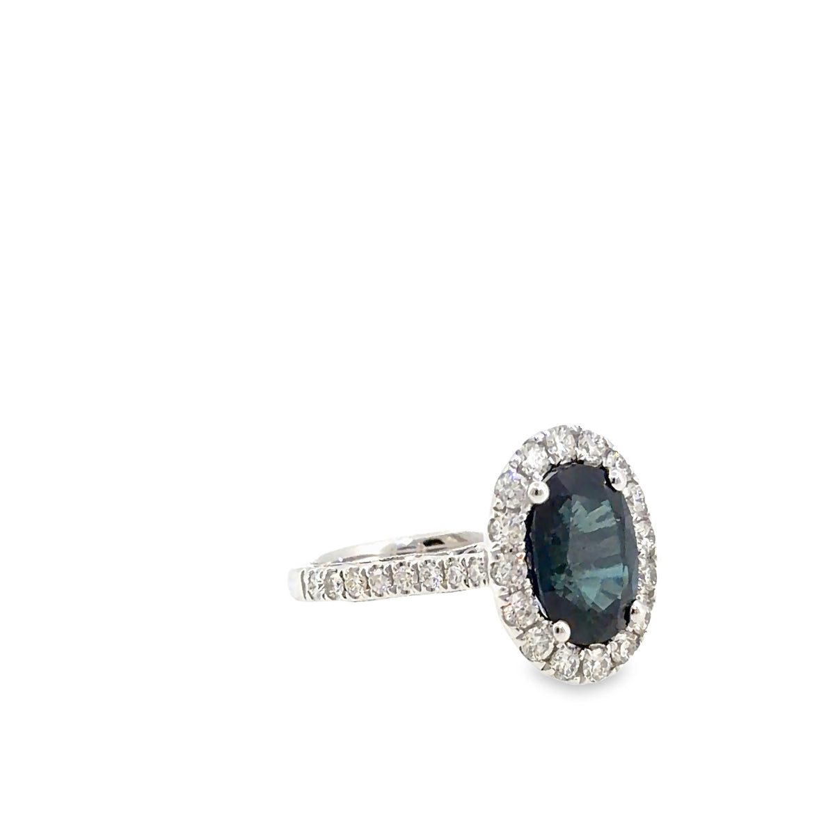 The Vivienne Ring, 5.99 ct Sapphire & Diamond, 18K White Gold by Benji Designs, view 2