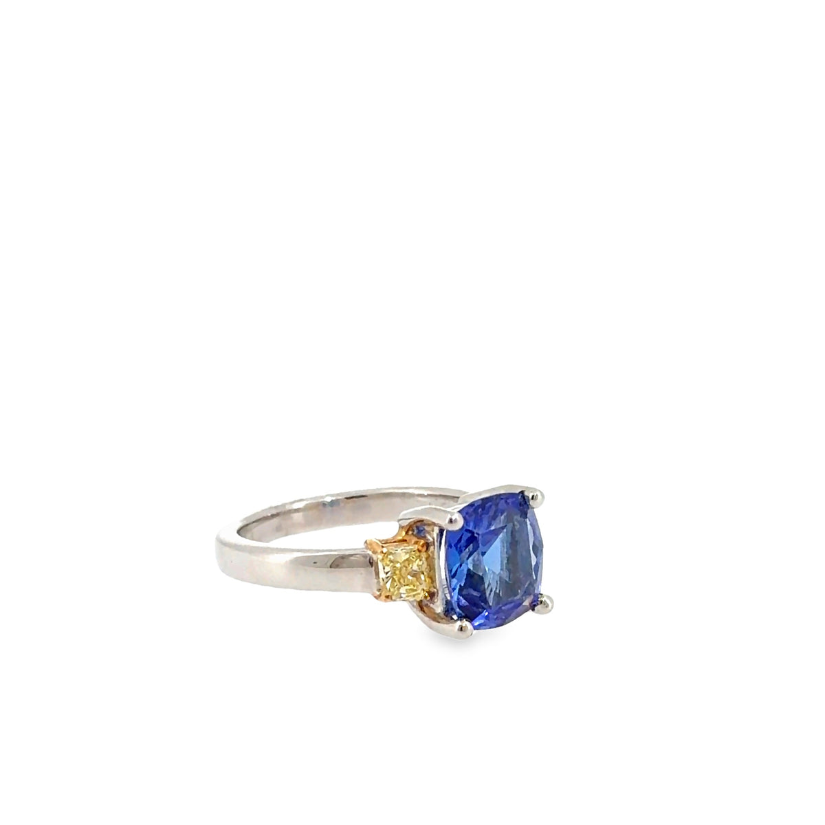 The Aviation Ring, 3.35 ct Tanzanite & Diamond, Platinum & 18K Yellow Gold by Benji Designs, view 2