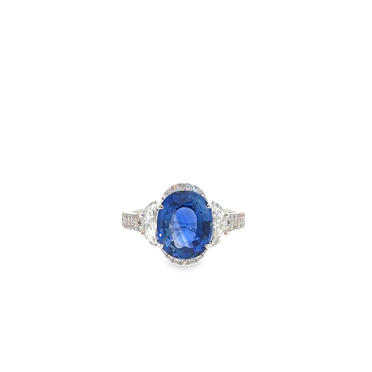 The Celeste Ring, 4.26 ct Sapphire & Diamond, 18K White Gold by Benji Designs, view 1