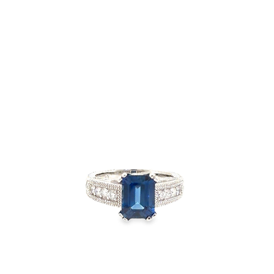 The Carlyle Ring, 3.35 ct Sapphire & Diamond, Platinum by Benji Designs, view 1