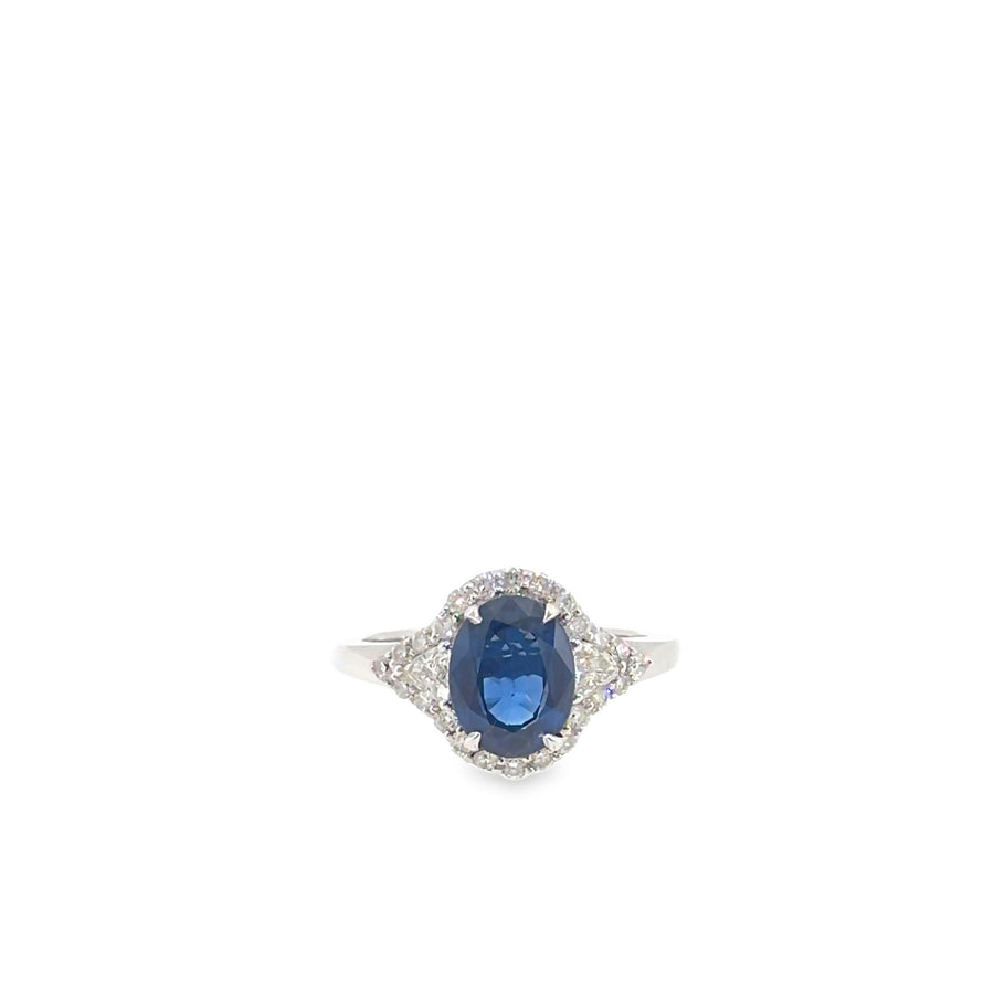 The Imogen Ring, 2.75 ct Sapphire & Diamond, 14K White Gold by Benji Designs, view 1