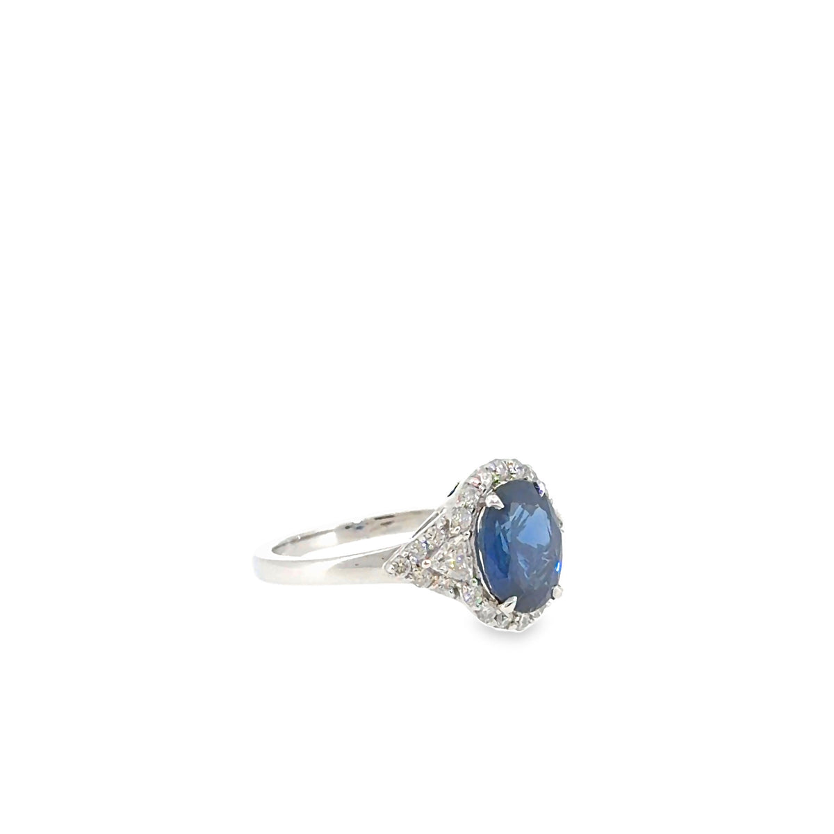 The Imogen Ring, 2.75 ct Sapphire & Diamond, 14K White Gold by Benji Designs, view 2