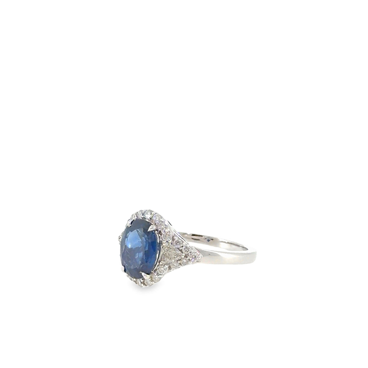The Imogen Ring, 2.75 ct Sapphire & Diamond, 14K White Gold by Benji Designs, view 3