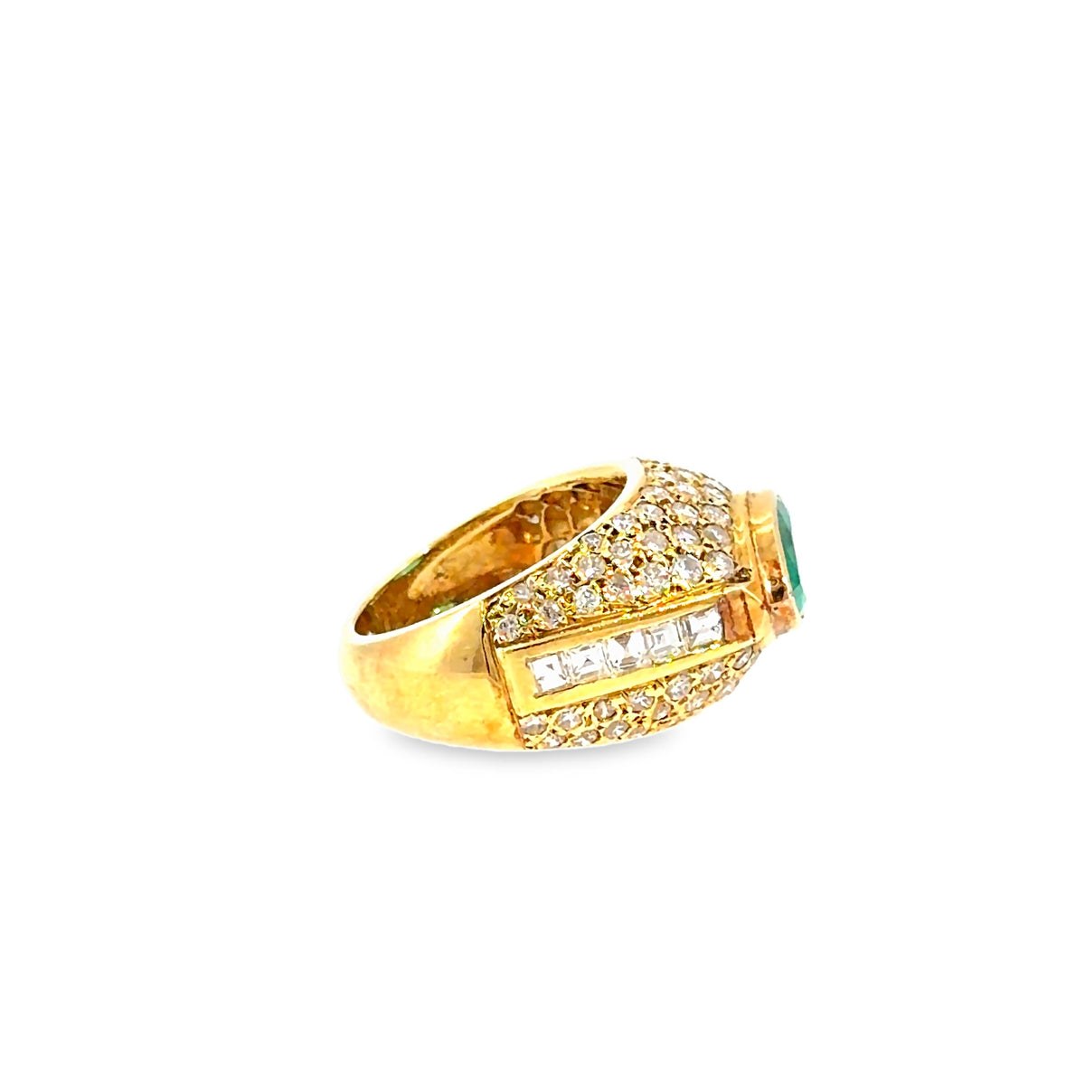 The Mint Julep Ring, 5.67 ct Emerald & Diamond, 18K Yellow Gold by Benji Designs, view 2