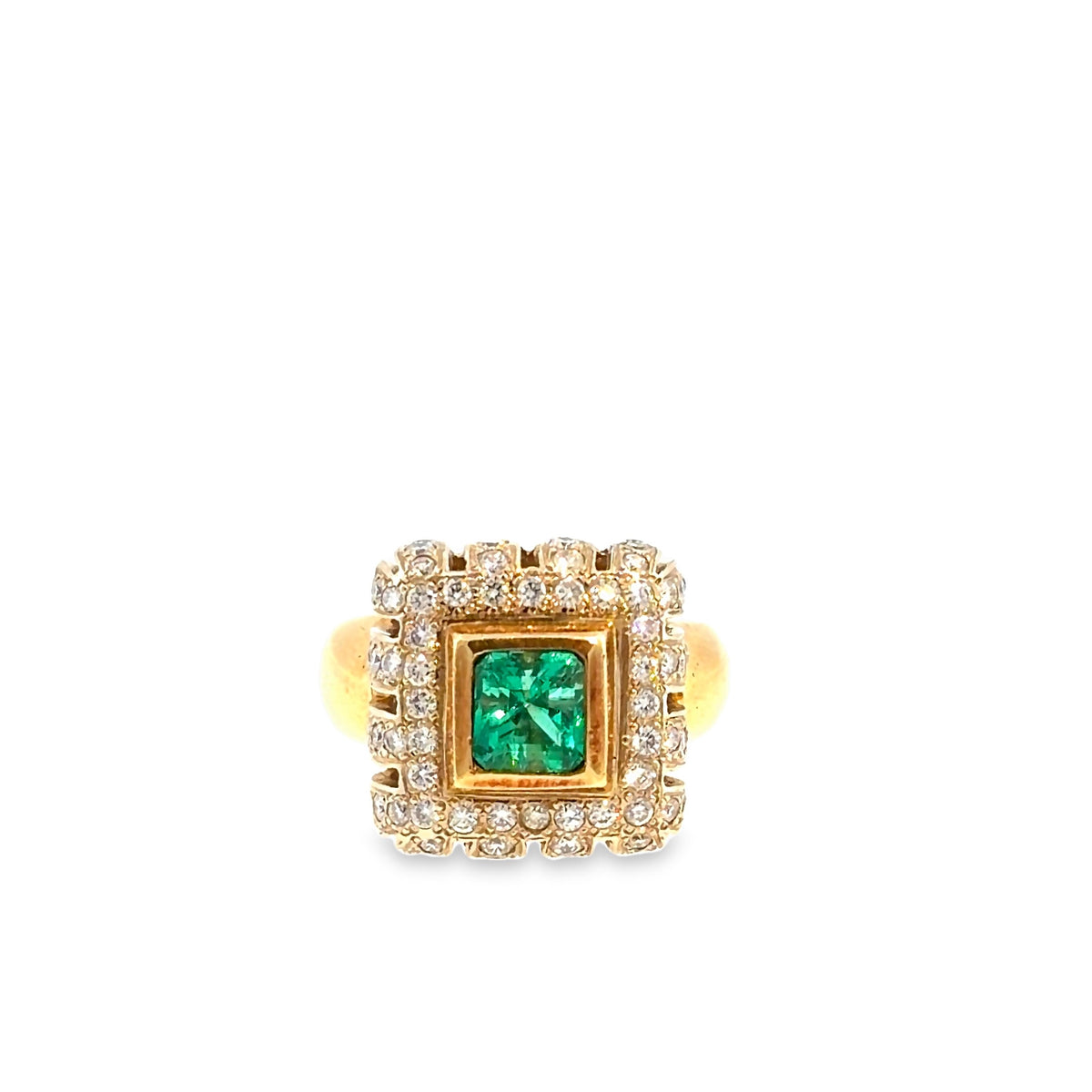 The Last Word Ring, 2.50 ct Emerald & Diamond, 18K Yellow Gold by Benji Designs, view 1