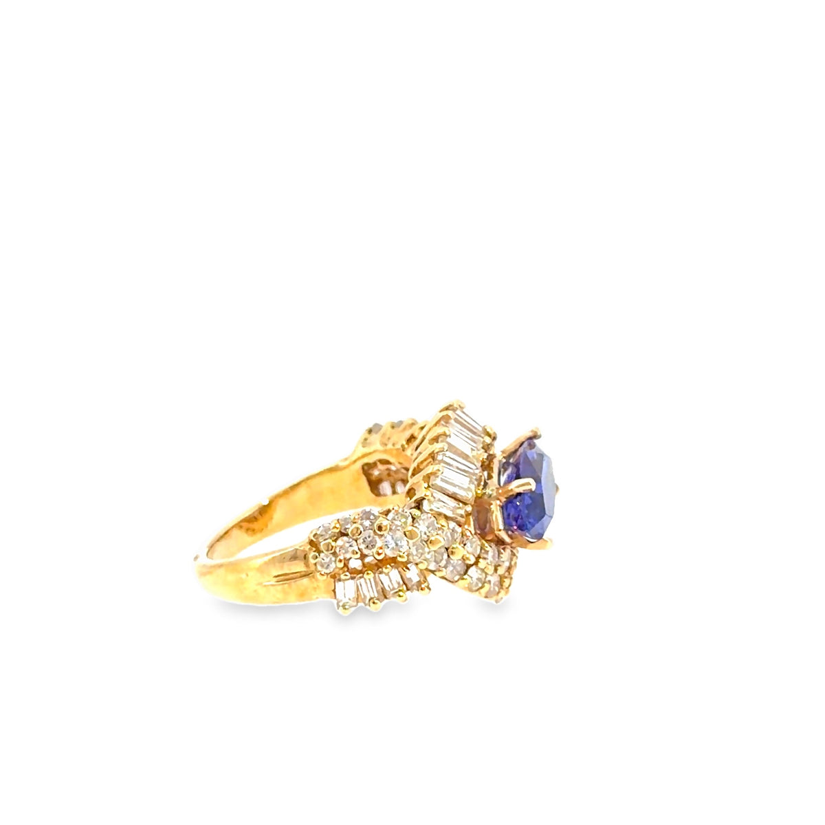 The Seraphina Ring, 4.17 ct Tanzanite & Diamond, 18K Yellow Gold by Benji Designs, view 2
