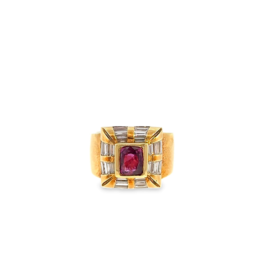 The Sazerac Ring, 2.97 ct Ruby & Diamond, 18K Yellow Gold by Benji Designs, view 1