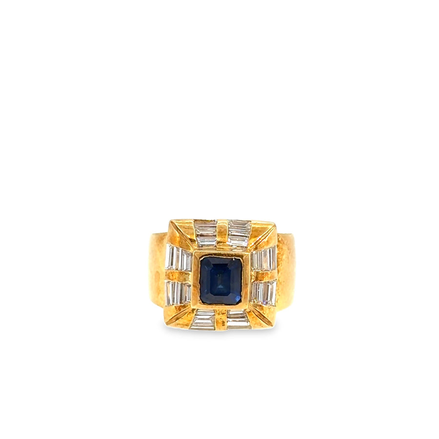The Hard Launch Ring, 2.80 ct Sapphire & Diamond, 18K Yellow Gold by Benji Designs, view 1