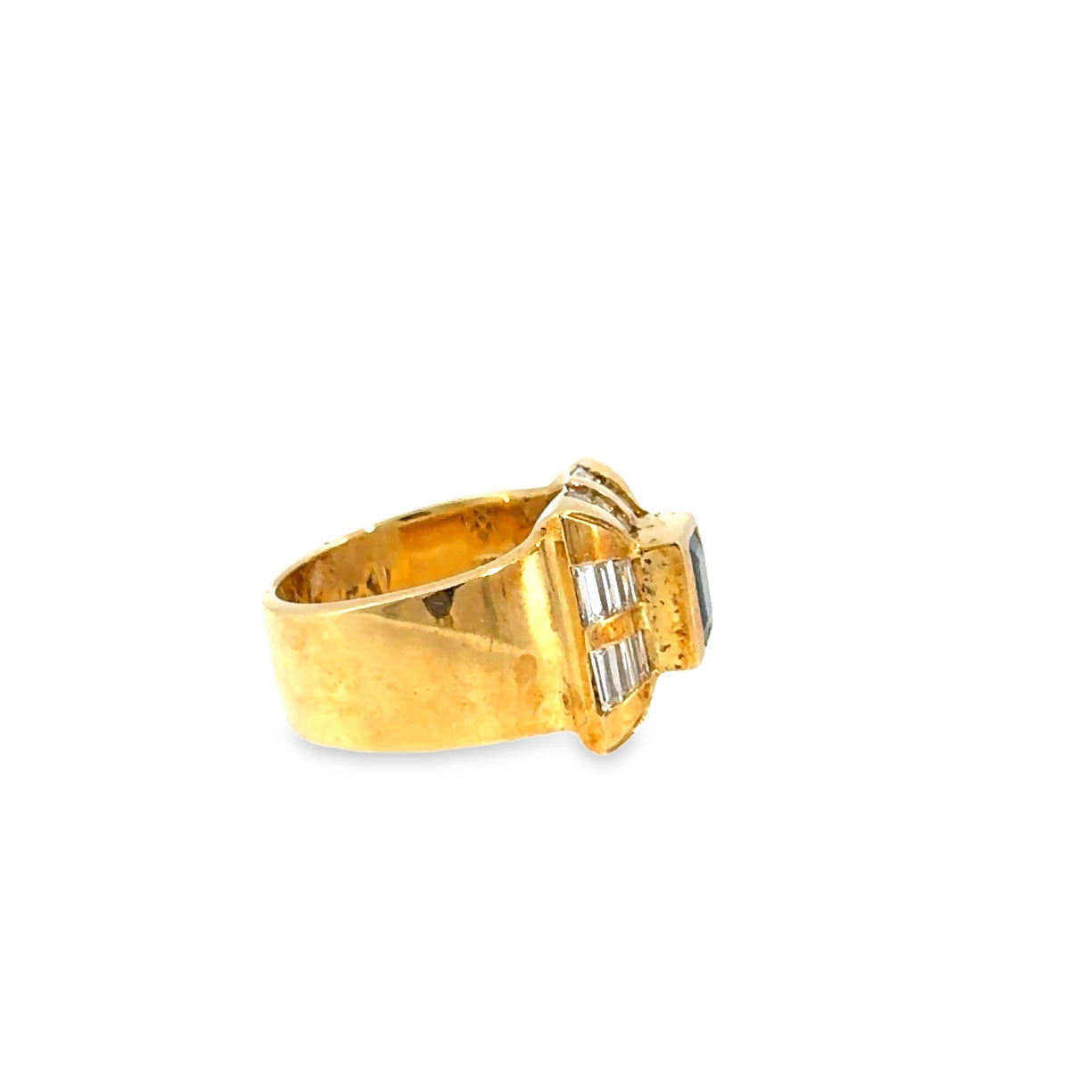 The Hard Launch Ring, 2.80 ct Sapphire & Diamond, 18K Yellow Gold by Benji Designs, view 2